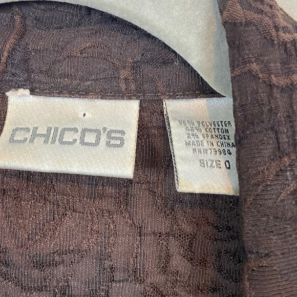 Chico's Blazer Jacket Size 4 Floral Roses Brown on Brown Vintage Career Classic - Picture 5 of 13